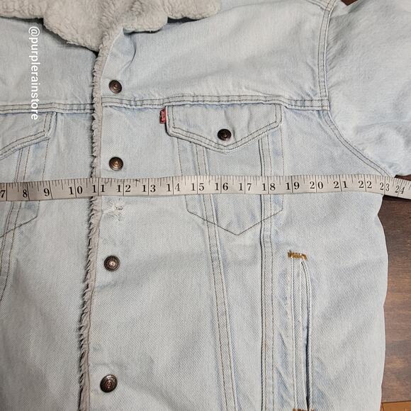 Vtg Levi's Denim Sherpa Trucker Jacket M Light Wash USA 70's Hipster Streetwear - Picture 10 of 15